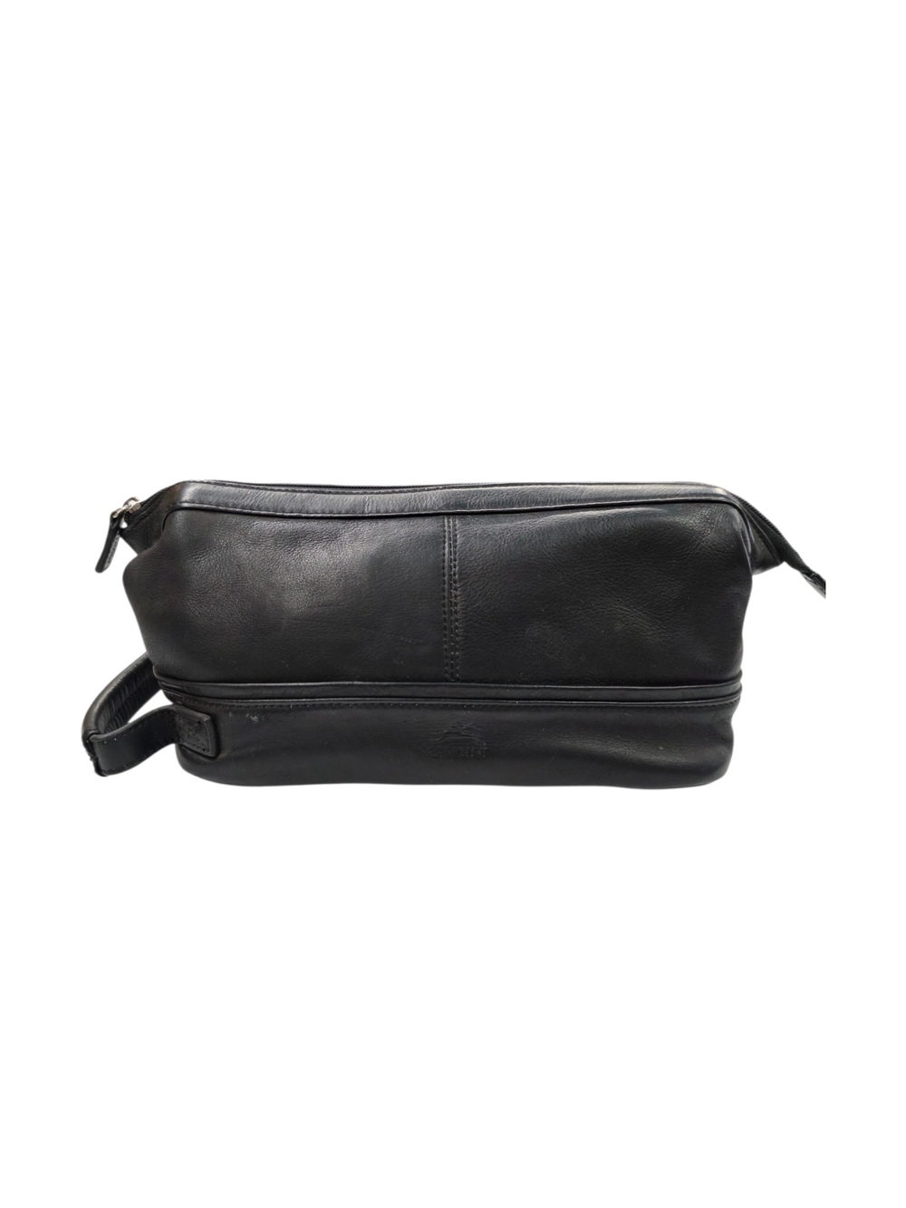 Mancini Buffalo Classic Toiletry Bag in Full Grain Leather, Black